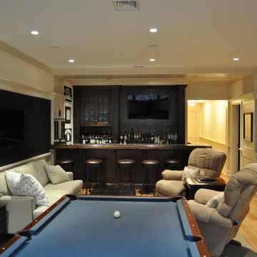 Pool table and bar with TVs