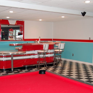 Red White Custom Home Bar