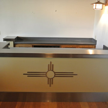 Retro Train Inspired Stainless Steel Bar Top, Toe Kick and Emblem