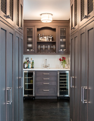 Transitional Home Bar by Laura Casale Architect