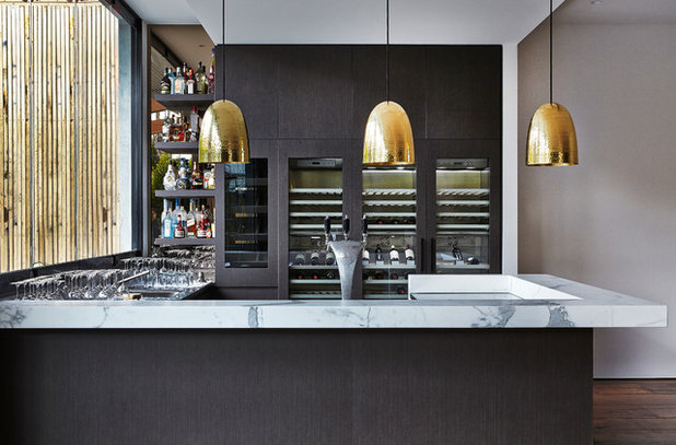 Contemporary Home Bar by Austin Design Associates