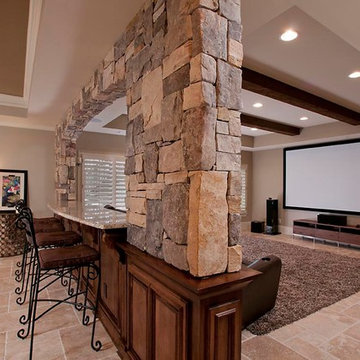 Stone Wall and Theater Room