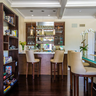 Transitional Family Room and Bar