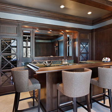 Transitional Wet Bar with Wine Storage