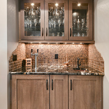 Transitional White Kitchen, Bar & Laundry