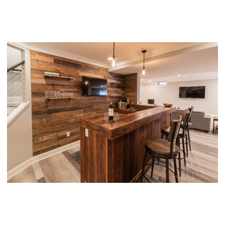 Ultimate Basement Man Cave Renovation - Rustic - Home Bar ...