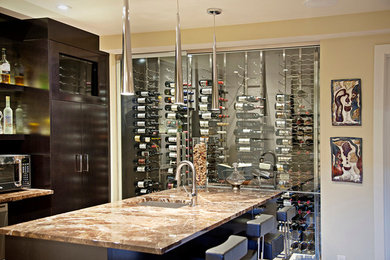 Inspiration for a modern home bar remodel in Calgary