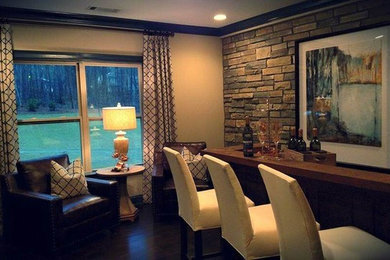 Example of a mid-sized classic single-wall dark wood floor seated home bar design in Atlanta