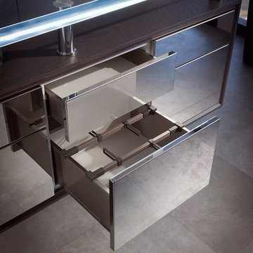 Wood-Mode Stainless Steel Finish Cabinetry