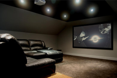 Inspiration for a contemporary home cinema in Kent.