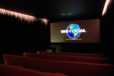This is an example of a modern home cinema in Gloucestershire.