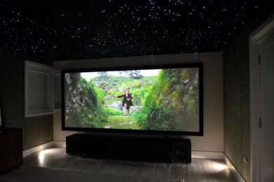 Photo of a contemporary home cinema in Gloucestershire.