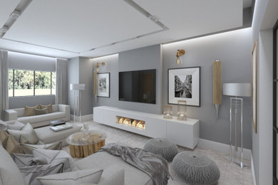 This is an example of a contemporary home cinema in Hertfordshire.