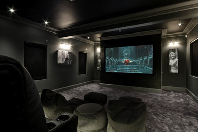 Photo of a contemporary home cinema in Berkshire.