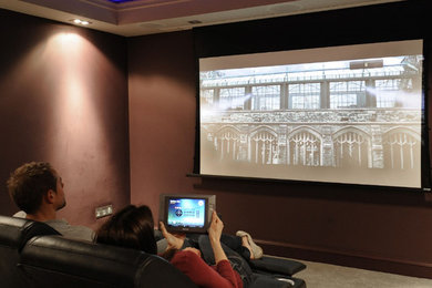 Inspiration for a contemporary home cinema in Oxfordshire.