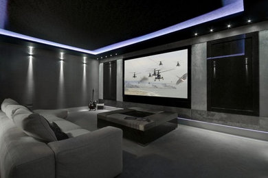Inspiration for a modern home cinema in Manchester.