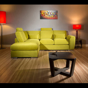 Modern L Shape Sofa Set Settee Corner Group 265x210cm Green Fabric L.  Product C