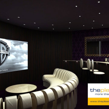 State of the Art Home Cinema with 250" Curved Screen in Basement