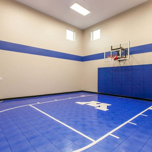 Esempio di un ampio campo sportivo coperto con pareti multicolore