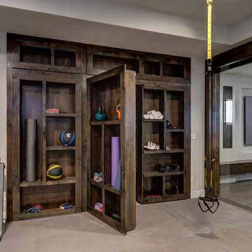 Basement Gym with Hidden Bookcase open