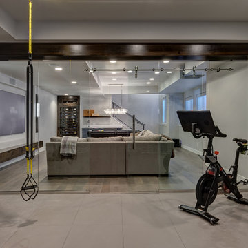 Basement Workout Gym with glass wall