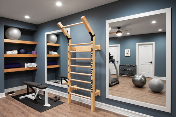 Transitional Home Gym by HAVEN INTERIORS LTD.