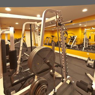 75 Most Popular Home Gym with Yellow Walls Design Ideas for November