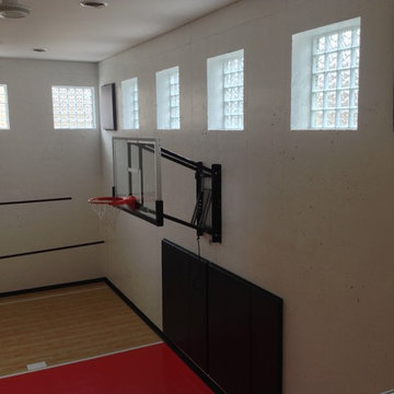 Home Gym Basketball Court with Glass Block Windows Columbus Ohio