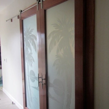 Interior Glass Doors - Palm Sunset 100% Private