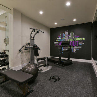 Example of a minimalist home gym design in Edmonton