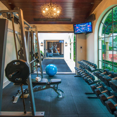 Example of a tuscan home gym design in Miami