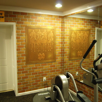 Notre Dame Locker Room Murals hand-painted in a Home Gym in by Tom Taylor