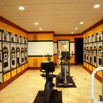 Pittsburgh Steelers 1970's Themed Locker Room Murals in a Home Gym/Game Room