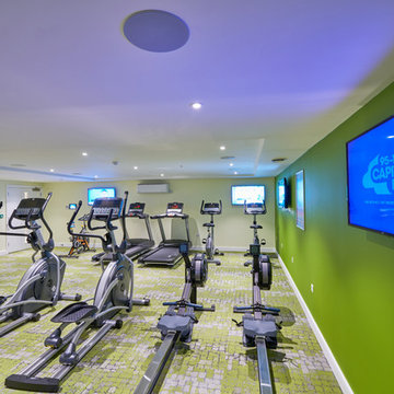 Private gym with built in entertainment system