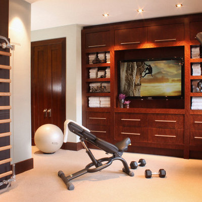 Inspiration for a transitional home weight room remodel in Chicago