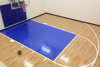 Inspiration for a huge contemporary light wood floor and beige floor indoor sport court remodel in DC Metro with white walls