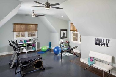 Inspiration for a coastal home gym remodel in Other