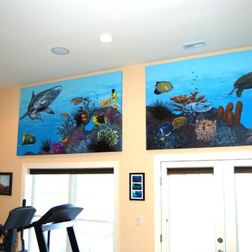 Three Panel Underwater Reef Murals by Tom Taylor of Mural Art LLC