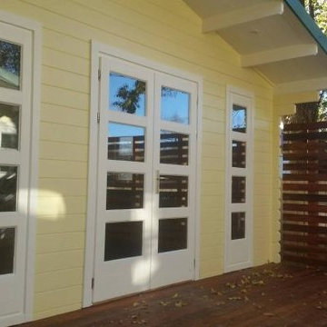 Twin backyard cabin as private martial arts studio in Armidale