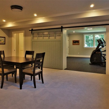 view into exercise area in basement.