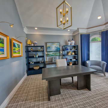 2019: A Home Office with Blue and Gold Accents