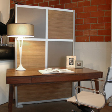 4' Modern Room Divider, Zebrano Wood Laminate