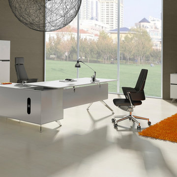 400 Series Executive Desk & Right Credenza White