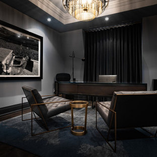 Example of a large transitional home office design in Toronto