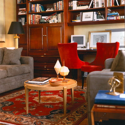 Home office - eclectic built-in desk home office idea in New York
