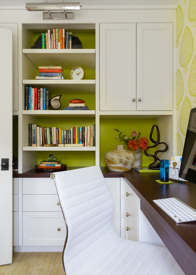 Transitional Home Office by Ann Lowengart Interiors