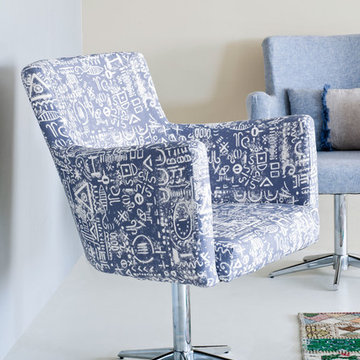 Annie Sloan chair upholstered in Tacit in Old Violet fabric