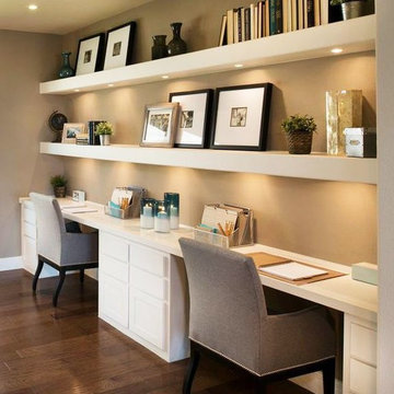 75 Built In Desk Home Office Ideas You, Built In Desk With Floating Shelves