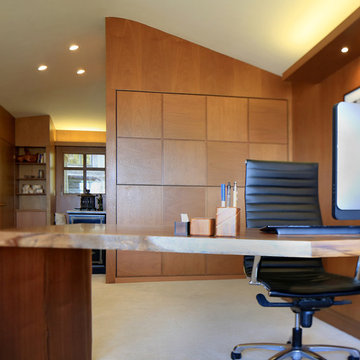 Asian Influence Home Office and Guest Bedroom with En Suite Bathroom