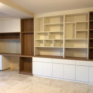 Basement family study/library space